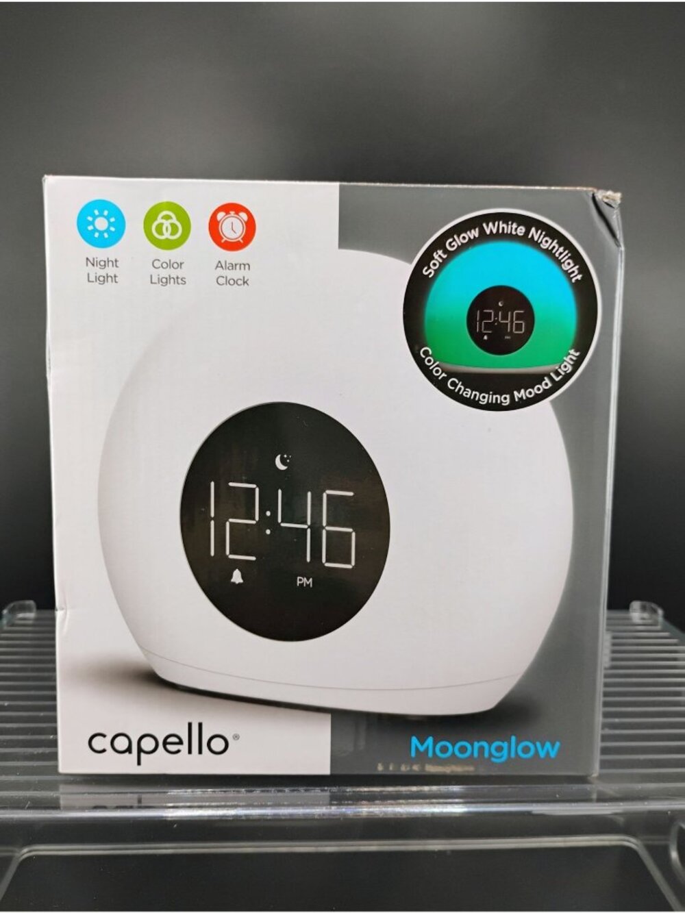 Capello Moonglow Alarm Clock With Color Changing Nightlight
